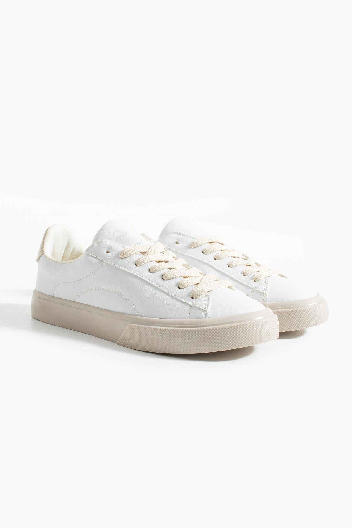 Lena Beyaz Suni Deri Kadın Sneaker