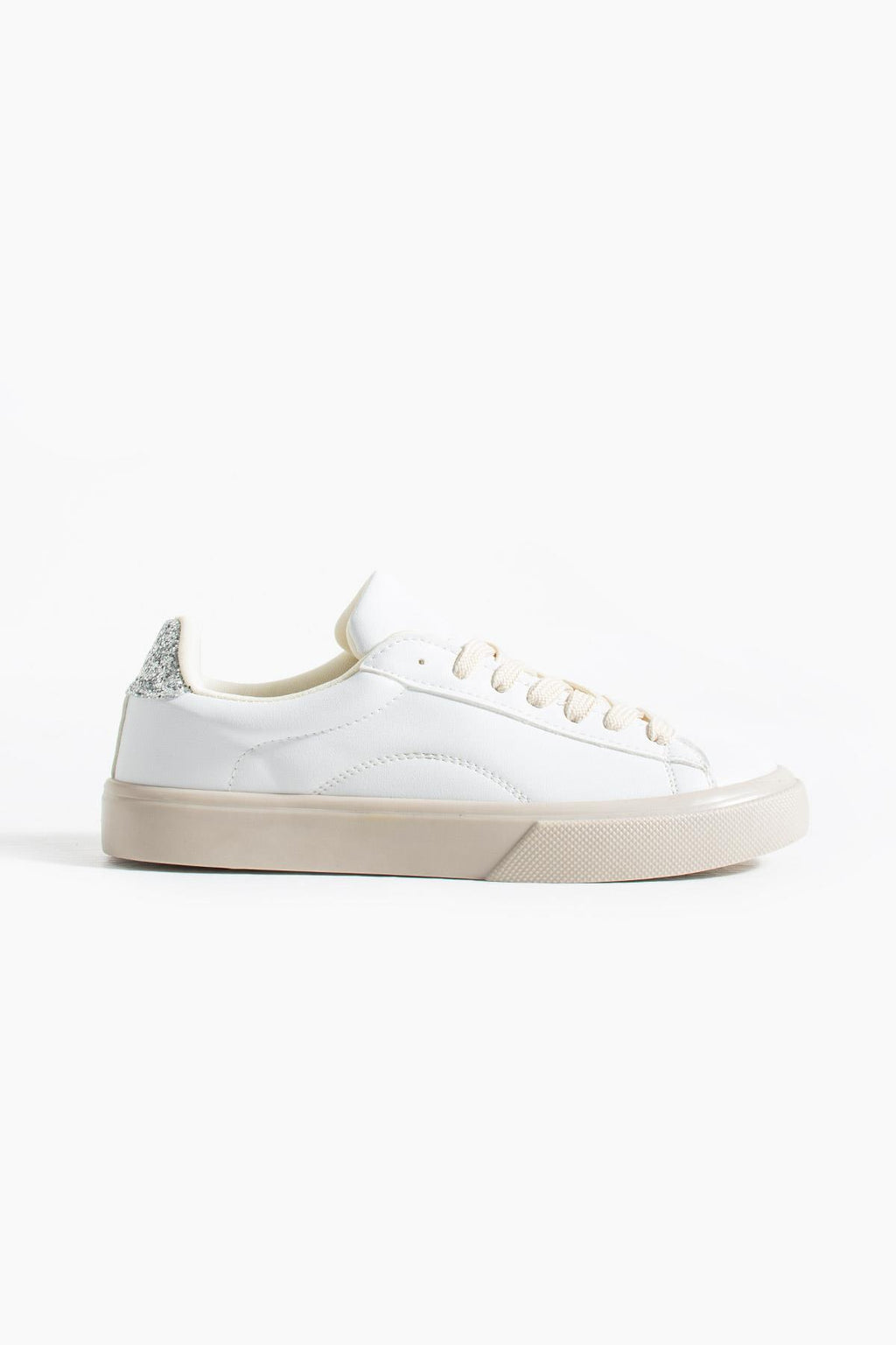Despina Shoes Lena Beyaz-Gümüş Suni Deri Kadın Sneaker – stüdyo çekimi 1