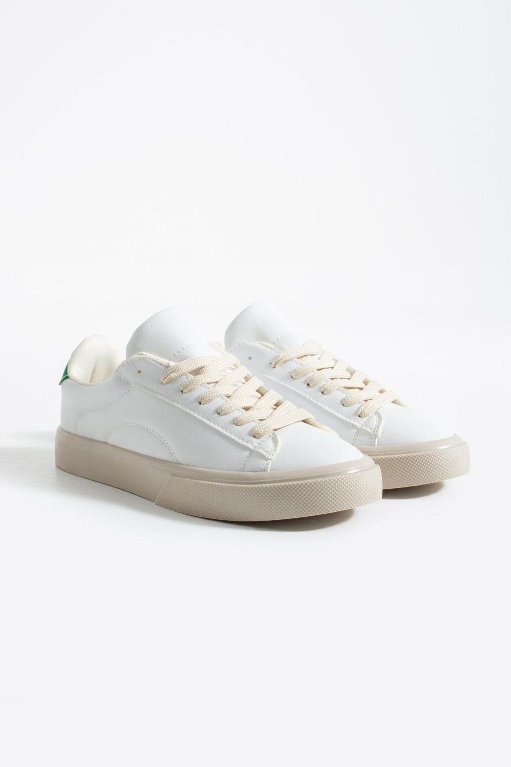 Despina Shoes Lena Beyaz-Haki Suni Deri Kadın Sneaker – stüdyo çekimi 2