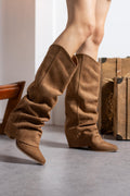 Despina Shoes Emily Nova Taba Süet Dokulu Kadın Çizme – model üzerinde görünüm 1