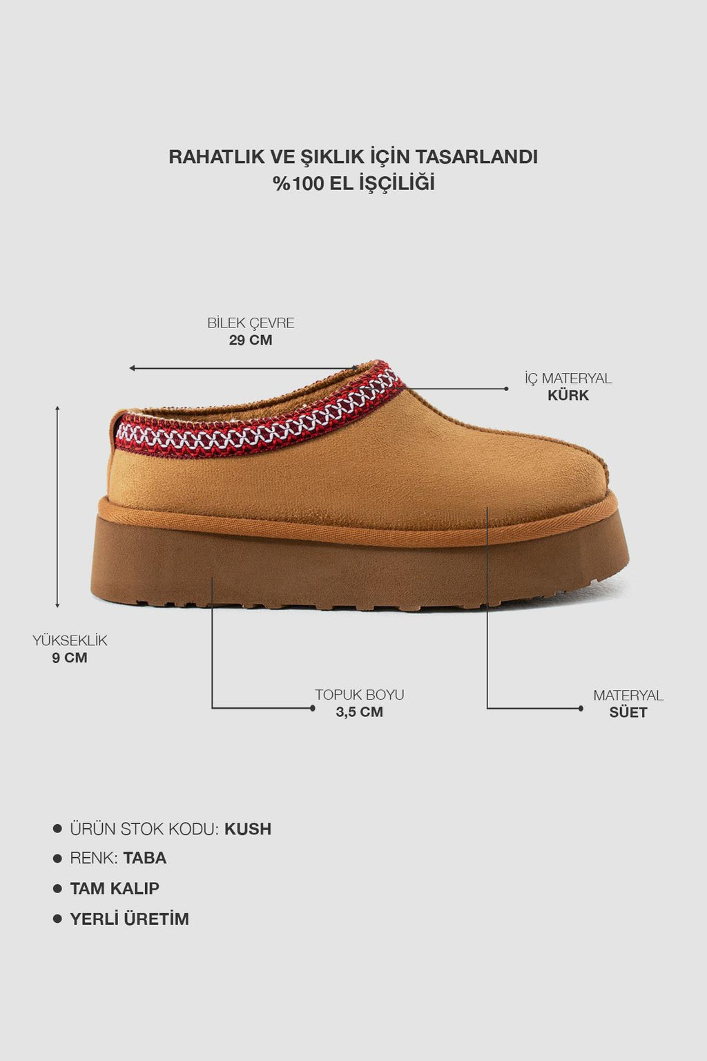 Despina Shoes Kush Taba Süet Dokulu Kadın Sabo Terlik – ürün görseli 5