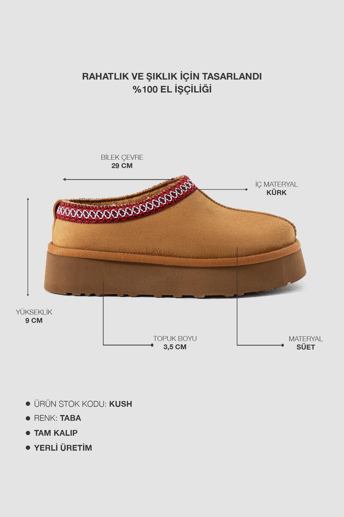Despina Shoes Kush Taba Süet Dokulu Kadın Sabo Terlik – ürün görseli 5