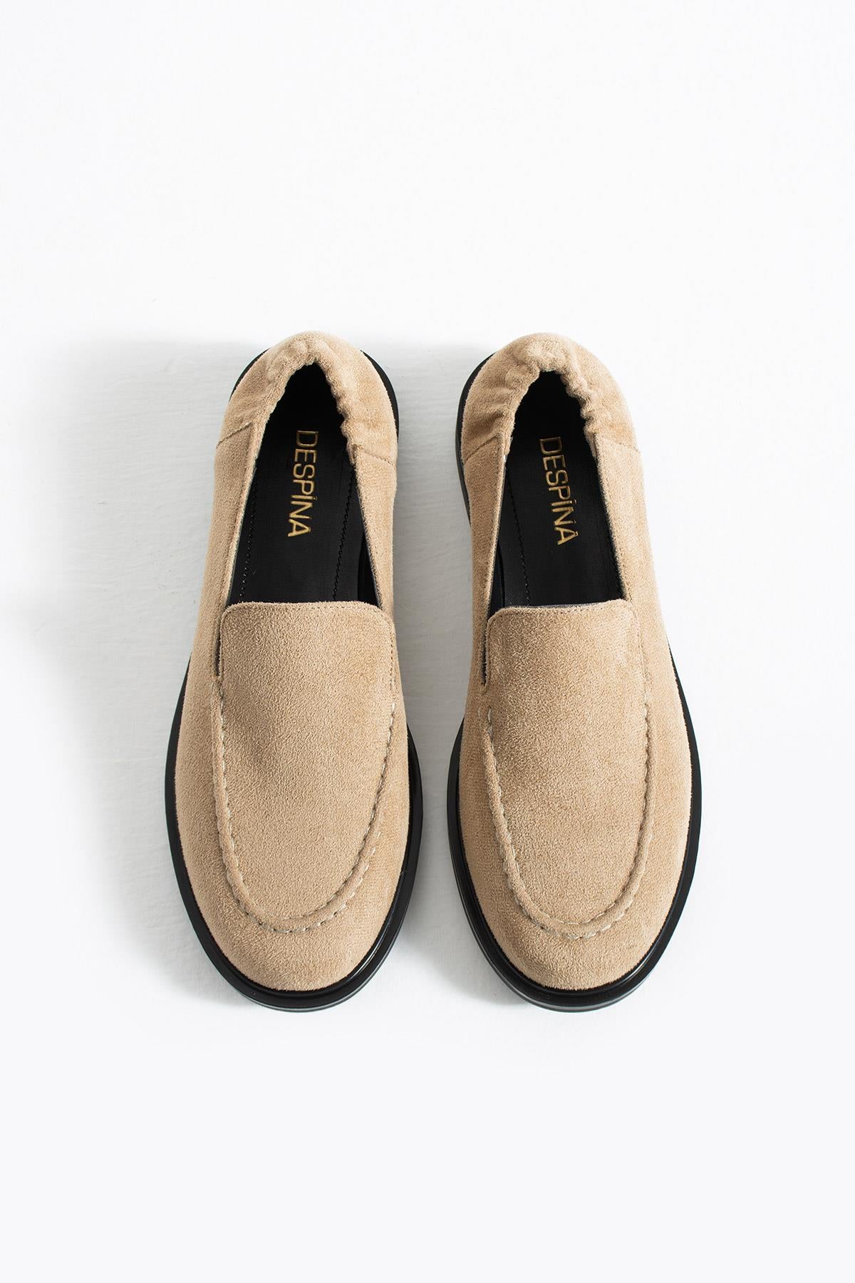 Despina Shoes Abel Bej Süet Dokulu Kadın Loafer – stüdyo çekimi 3
