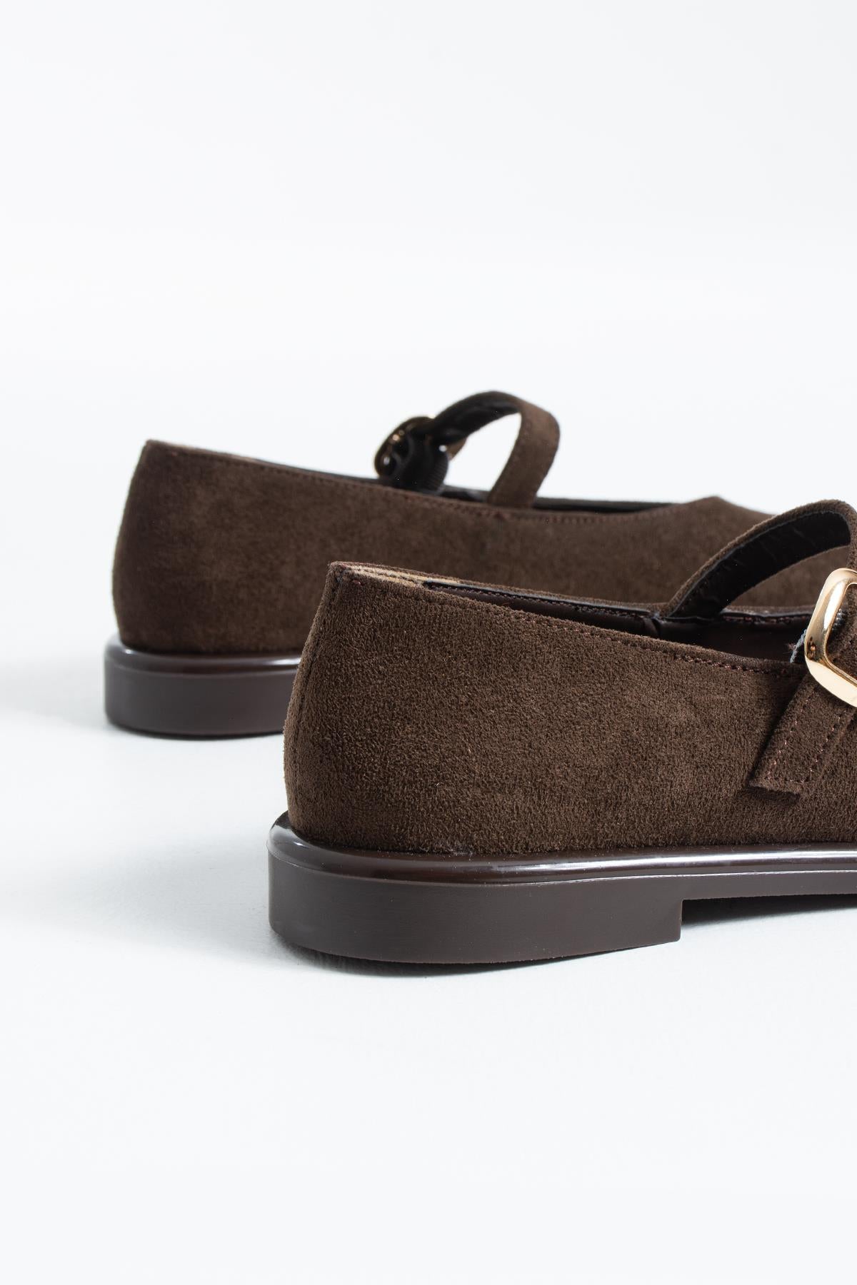 Despina Shoes Taylor Kahverengi Süet Dokulu Kadın Loafer – yakın detay 4