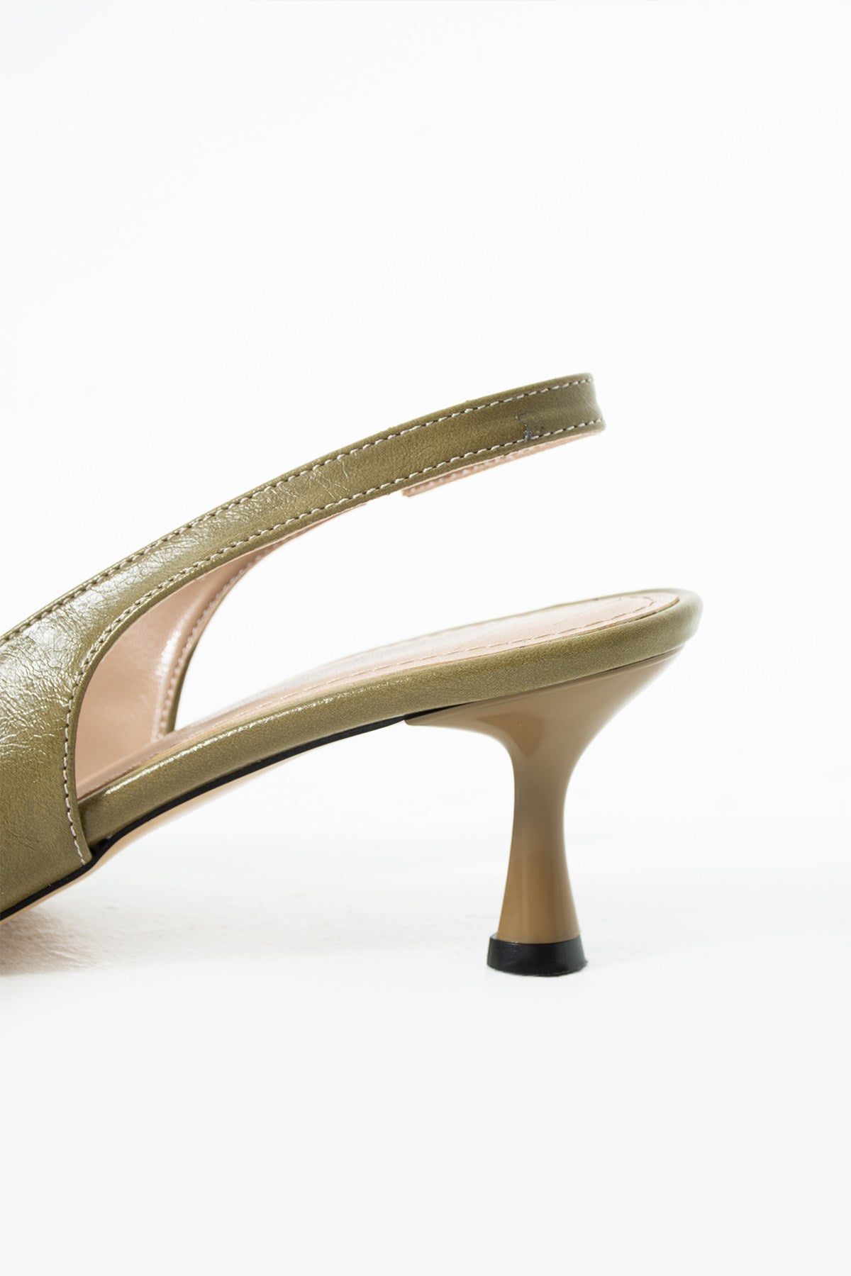 Despina Shoes Cariso Haki Kadın Topuklu Ayakkabı – yakın detay 7