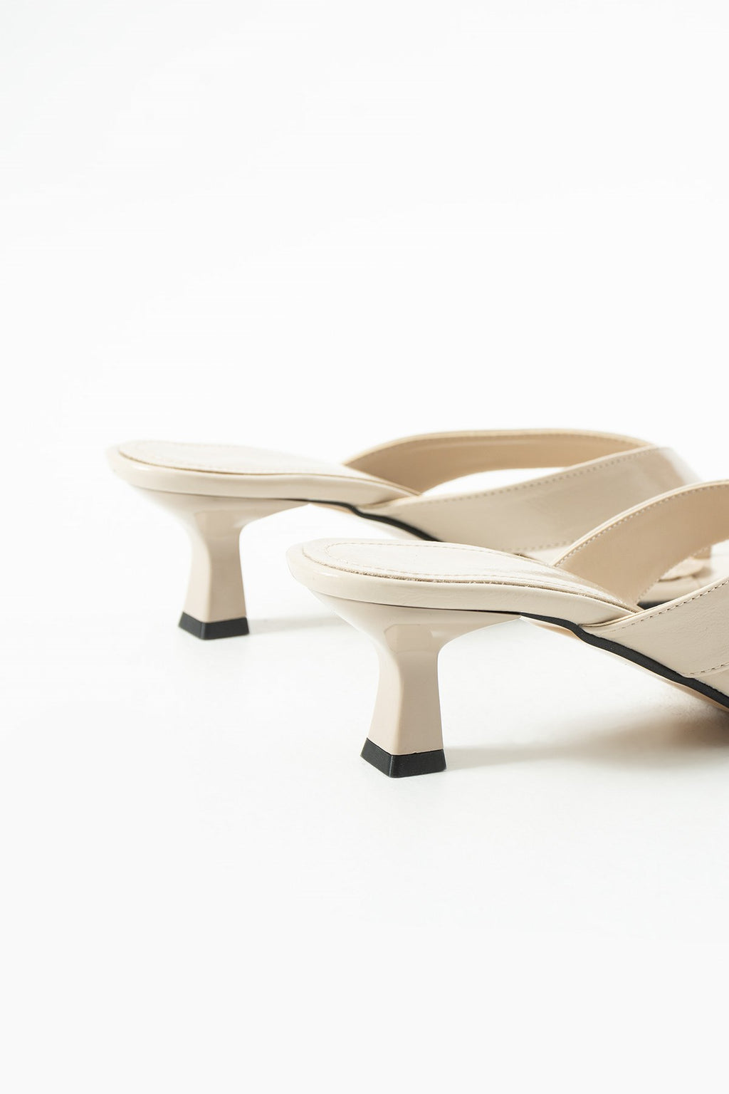 Despina Shoes Anna Bej Suni Deri Kadın Topuklu Terlik – yakın detay 6