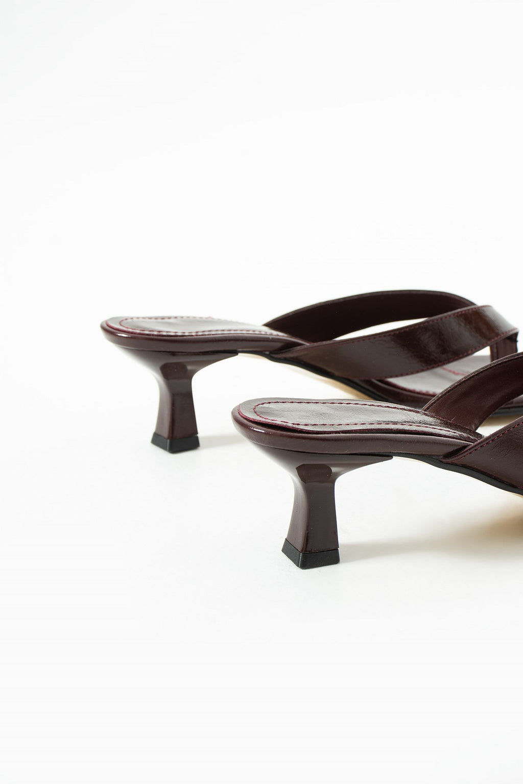 Despina Shoes Anna Bordo Suni Deri Kadın Topuklu Terlik – yakın detay 6