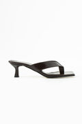Despina Shoes Anna Kahverengi Suni Deri Kadın Topuklu Terlik – stüdyo çekimi 1