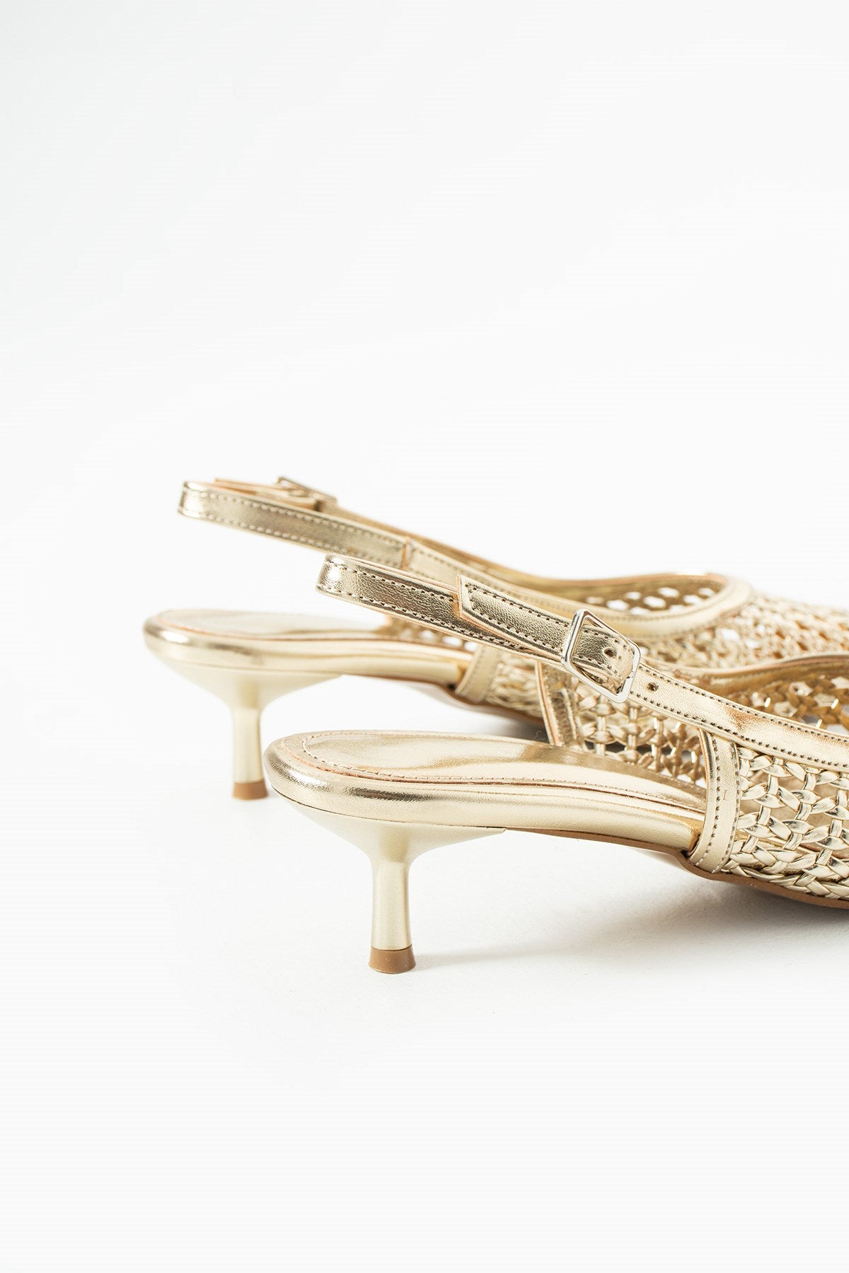 Despina Shoes Vanessa Gold Suni Deri Kadın Topuklu Ayakkabı – yakın detay 6