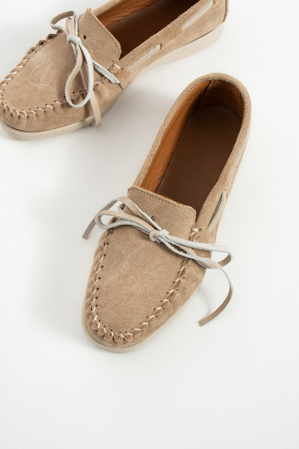 Despina Shoes Amalfi Bej Hakiki Deri Kadın Loafer – yakın detay 7
