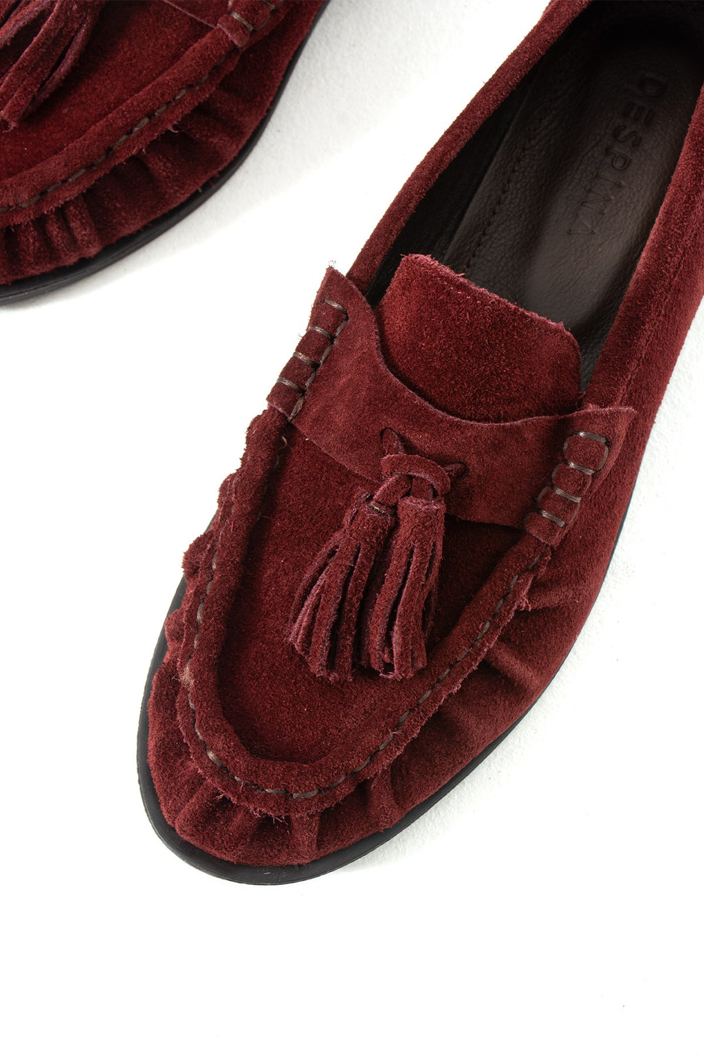 Despina Shoes Maren Bordo Hakiki Süet Kadın Loafer – yakın detay 8